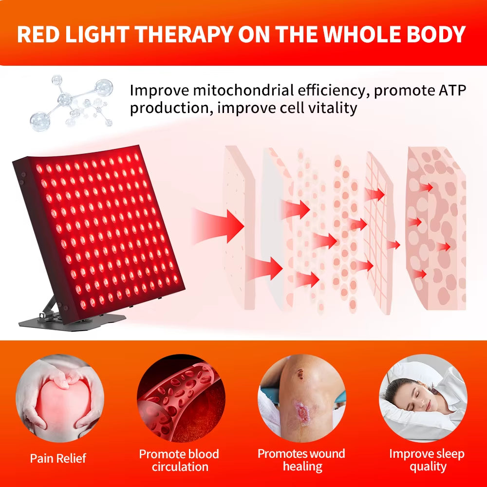Red Light Therapy Panel Full Body 850Nm Infrared LED Device with Stand 120W High Power Lamp for Skin Beauty Home Care
