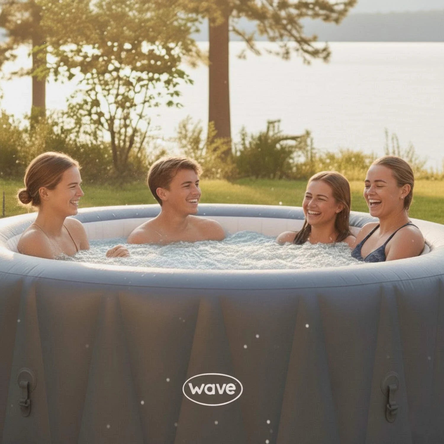 Atlantic 4-Person round Inflatable Hot Tub with Integrated Heater and Aquajet Massage System