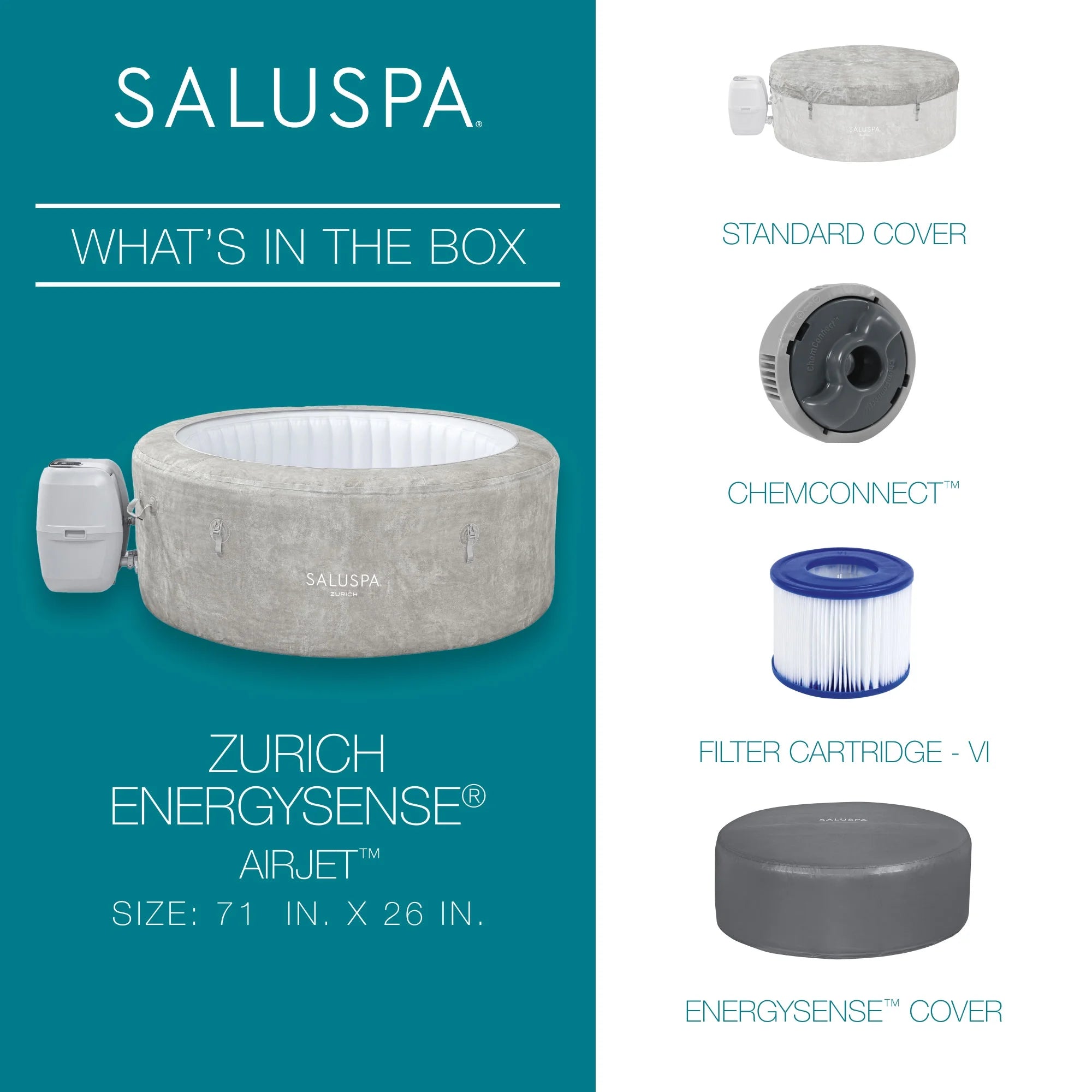 Saluspa Zurich Airjet Inflatable Hot Tub W/ Pump #P08411